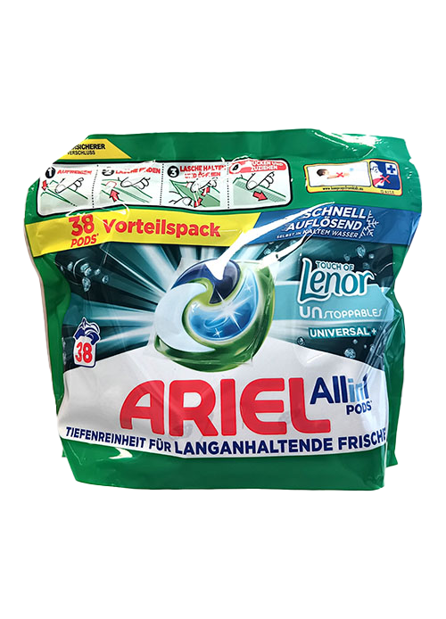 Ariel kapsulės 38 skalbimų 3in1 Universal Touch of Lenor