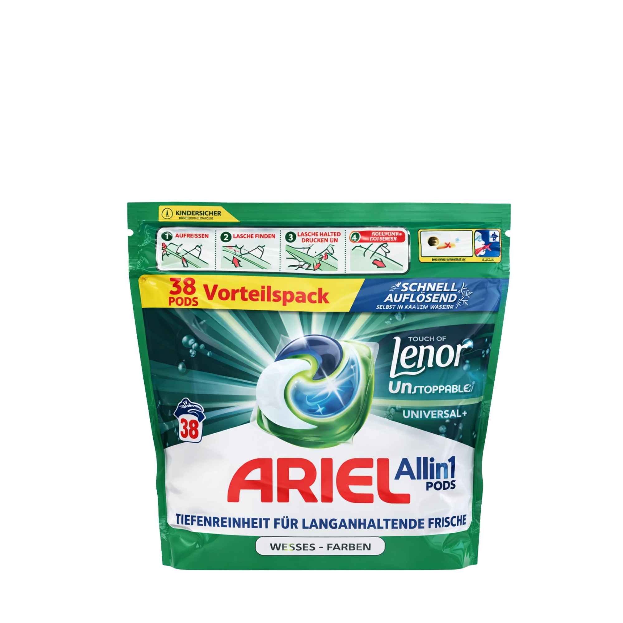 Ariel kapsulės 38 skalbimų 3in1 Universal Touch of Lenor