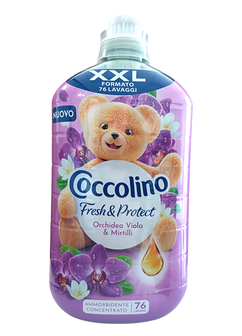 Coccolino skalbinių minkštiklis Fresh & Protect „Violetinė Orchidėja ir Mėlynės“ 1,75 l (76 skalbimų)