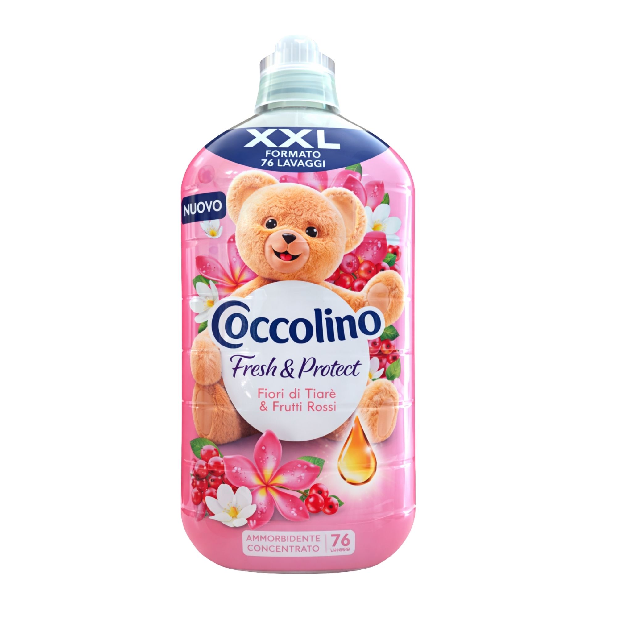 Coccolino skalbinių minkštiklis Fresh & Protect „Tiarės žiedai ir raudonieji vaisiai“ 1,75 l (76 skalbimų)