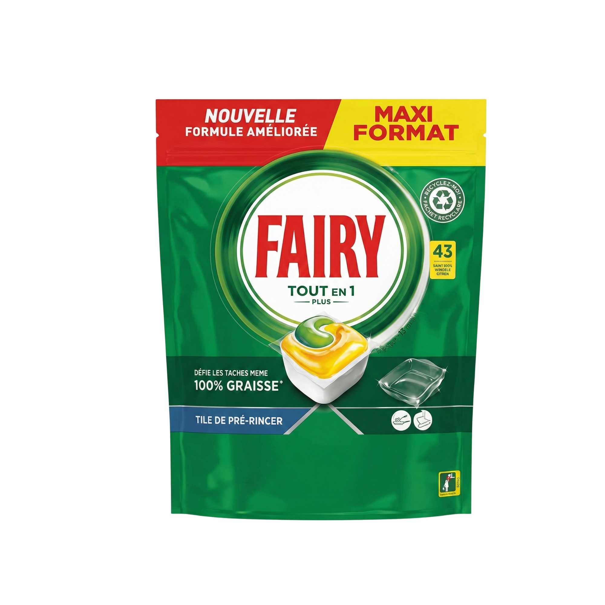 Fairy All in One+ indaplovių tabletės Lemon 43 vnt.
