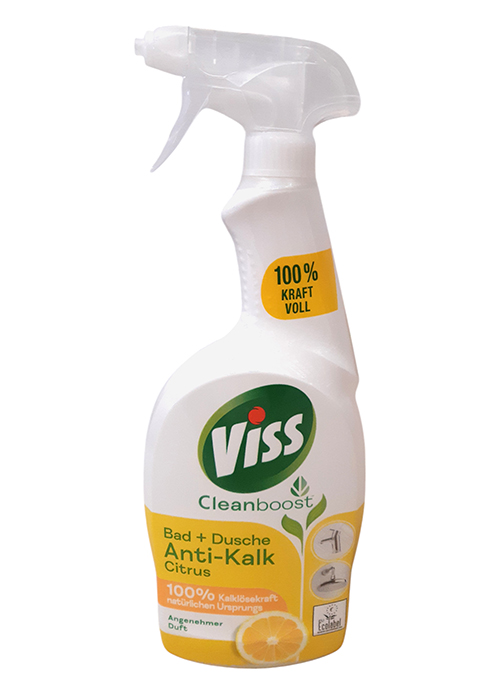 Viss Cleanboost vonios ir dušo valiklis Anti-Kalk Citrus su citrinų aromatu, 750 ml