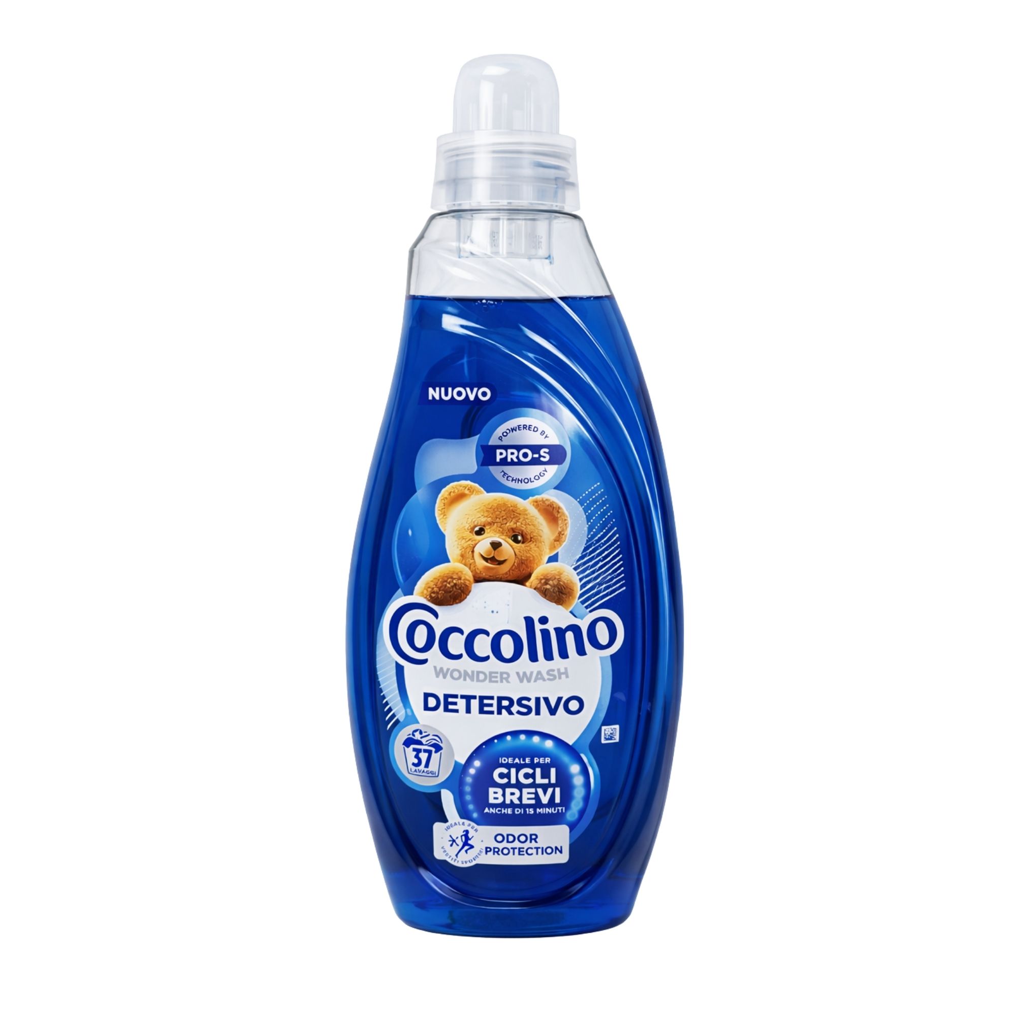 COCCOLINO ODOR PROTECT skystas skalbiklis efektyviai šalina net sunkiausias dėmes ir neutralizuoja nemalonius kvapus 37 skalbimai 1480ML