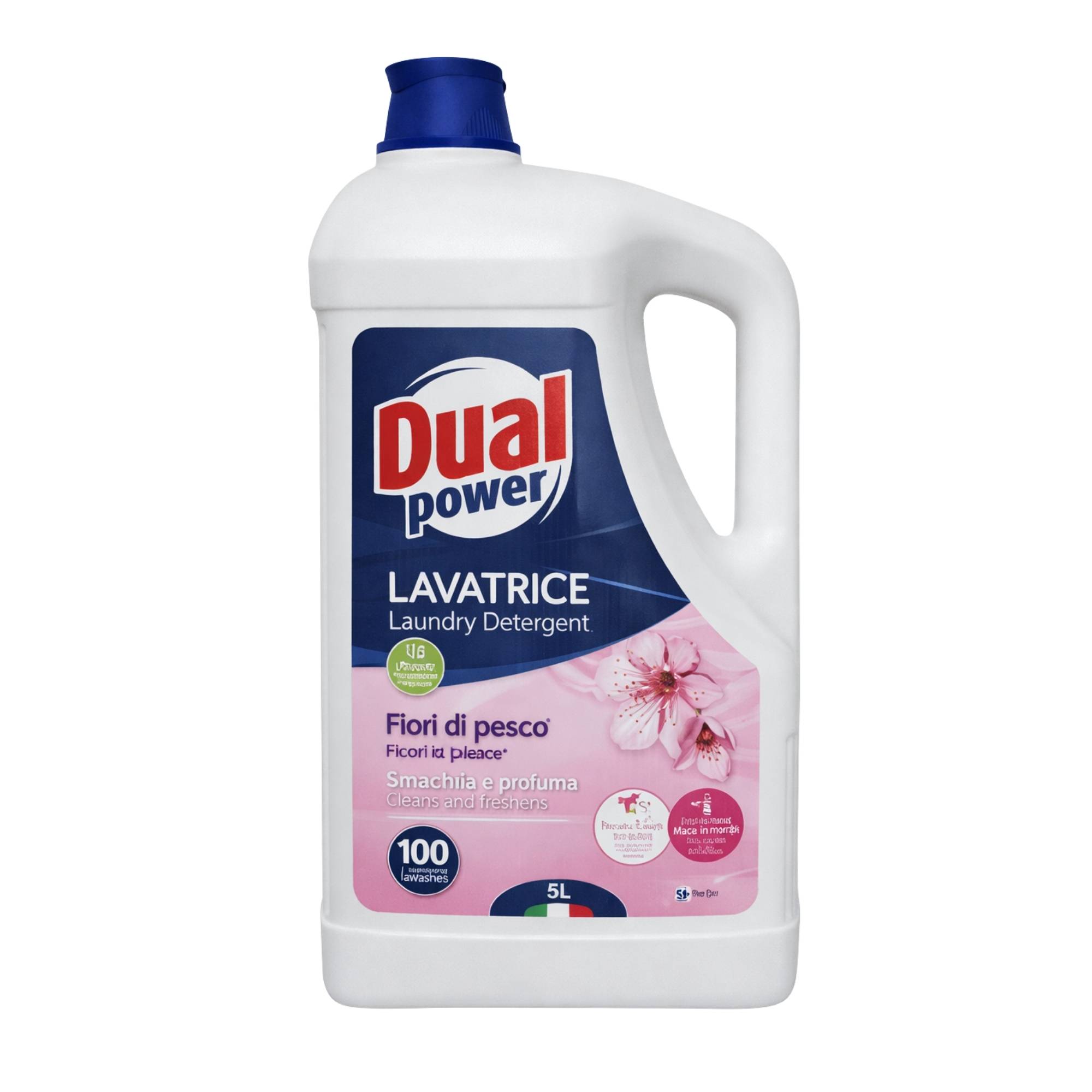 DUAL POWER FLAMINGO 5 l skalbimo gelis (100 skalbimų) su persikų žiedų aromatu