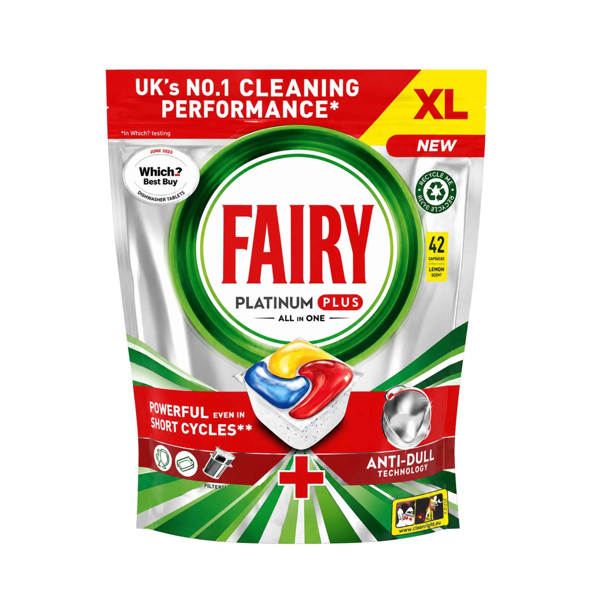 Fairy Platinum Plus All in One indaplovių kapsulės, XL pakuotė, 42 vnt.